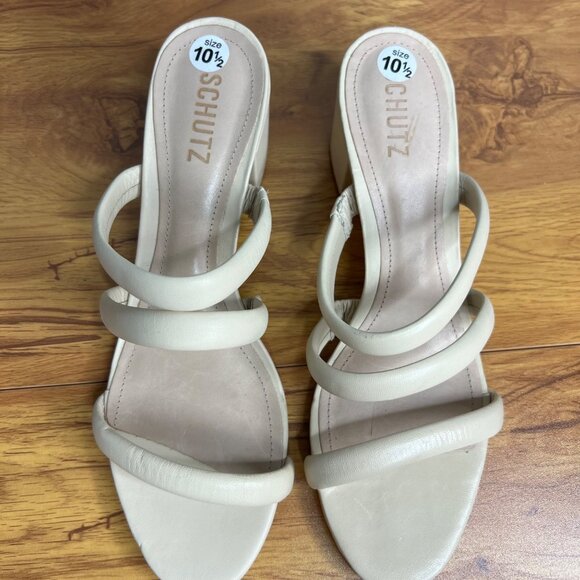 Schutz Olly Block Heel Sandals Womens Size 10.5 Slip On Strappy NEW - Picture 5 of 8